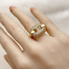 Anillo Multi Piedra 01.282.0008 Oro Laminado, Diseño de Puff Mariner, con Micro Pave Blanca, Pulido, Tono Dorado (Talla Unica)
