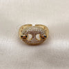 Anillo Multi Piedra 01.282.0008 Oro Laminado, Diseño de Puff Mariner, con Micro Pave Blanca, Pulido, Tono Dorado (Talla Unica)