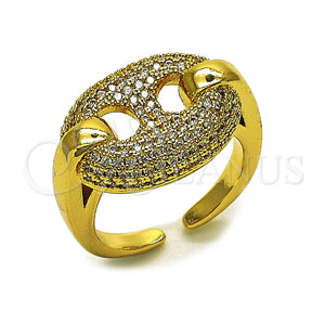 Anillo Multi Piedra 01.282.0008 Oro Laminado, Diseño de Puff Mariner, con Micro Pave Blanca, Pulido, Tono Dorado (Talla Unica)