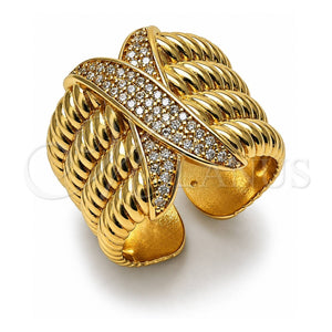 Anillo Multi Piedra 01.282.0009 Oro Laminado, Diseño de Torcido, con Zirconia Cubica Blanca, Pulido, Tono Dorado (Talla Unica)