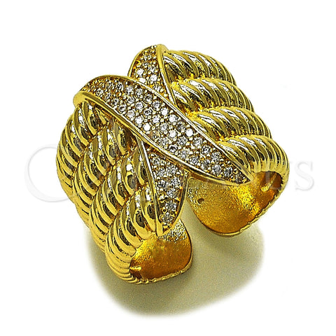 Anillo Multi Piedra 01.282.0009 Oro Laminado, Diseño de Torcido, con Zirconia Cubica Blanca, Pulido, Tono Dorado (Talla Unica)