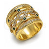 Anillo Multi Piedra 01.282.0010.09 Oro Laminado, Diseño de Paperclip, con Zirconia Cubica Verde y Micro Pave Blanca, Pulido, Tono Dorado (Tamaño 9)