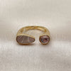 Anillo Multi Piedra 01.282.0011 Oro Laminado, Diseño de Caballo y Gota, con Madre Perla Marfil y Zirconia Cubica Blanca, Pulido, Tono Dorado (Talla Unica)