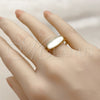 Anillo Multi Piedra 01.282.0013 Oro Laminado, con Madre Perla Marfil y Micro Pave Blanca, Pulido, Tono Dorado (Talla Unica)