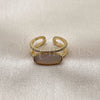 Anillo Multi Piedra 01.282.0013 Oro Laminado, con Madre Perla Marfil y Micro Pave Blanca, Pulido, Tono Dorado (Talla Unica)
