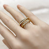 Anillo Multi Piedra 01.282.0016 Oro Laminado, con Micro Pave Blanca y Zirconia Cubica Blanca, Pulido, Tono Dorado (Talla Unica)