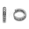 Argolla Huggie 02.452.0015.14 Rodio Laminado, con Zirconia Cubica Blanca, Pulido, Rodinado