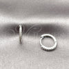 Argolla Huggie 02.452.0016.14 Rodio Laminado, con Micro Pave Blanca, Pulido, Rodinado