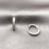 Argolla Huggie 02.452.0017.14 Rodio Laminado, con Zirconia Cubica Blanca, Pulido, Rodinado