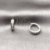 Argolla Huggie 02.452.0018.12 Rodio Laminado, con Zirconia Cubica Blanca, Pulido, Rodinado