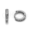 Argolla Huggie 02.452.0018.12 Rodio Laminado, con Zirconia Cubica Blanca, Pulido, Rodinado