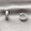 Argolla Huggie 02.452.0019.14 Rodio Laminado, con Micro Pave Blanca, Pulido, Rodinado