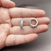 Argolla Huggie 02.452.0021.15 Rodio Laminado, Diseño de Baguette, con Zirconia Cubica Blanca, Pulido, Rodinado