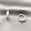 Argolla Huggie 02.452.0021.15 Rodio Laminado, Diseño de Baguette, con Zirconia Cubica Blanca, Pulido, Rodinado