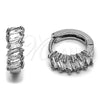 Argolla Huggie 02.452.0021.15 Rodio Laminado, Diseño de Baguette, con Zirconia Cubica Blanca, Pulido, Rodinado