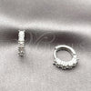 Argolla Huggie 02.452.0022.15 Rodio Laminado, con Zirconia Cubica Blanca, Pulido, Rodinado