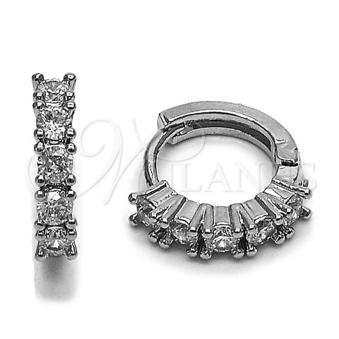 Argolla Huggie 02.452.0022.15 Rodio Laminado, con Zirconia Cubica Blanca, Pulido, Rodinado