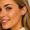 Arete Dormilona 02.452.0024 Rodio Laminado, Diseño de Pina, con Zirconia Cubica Verde y Blanca, Pulido, Rodinado