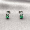 Arete Dormilona 02.452.0024 Rodio Laminado, Diseño de Pina, con Zirconia Cubica Verde y Blanca, Pulido, Rodinado