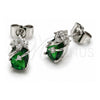 Arete Dormilona 02.452.0024 Oro Laminado Blanco, Diseño de Pina, con Zirconia Cubica Verde y Blanca, Pulido, Rodinado