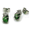 Arete Dormilona 02.452.0024 Rodio Laminado, Diseño de Pina, con Zirconia Cubica Verde y Blanca, Pulido, Rodinado