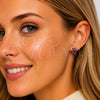 Arete Dormilona 02.452.0024.1 Rodio Laminado, Diseño de Pina, con Zirconia Cubica Granate y Blanca, Pulido, Rodinado