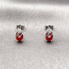 Arete Dormilona 02.452.0024.1 Rodio Laminado, Diseño de Pina, con Zirconia Cubica Granate y Blanca, Pulido, Rodinado