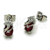 Arete Dormilona 02.452.0024.1 Rodio Laminado, Diseño de Pina, con Zirconia Cubica Granate y Blanca, Pulido, Rodinado