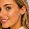 Arete Dormilona 02.452.0024.2 Rodio Laminado, Diseño de Pina, con Zirconia Cubica Zafiro Azul y Blanca, Pulido, Rodinado