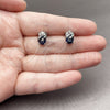Arete Dormilona 02.452.0024.2 Rodio Laminado, Diseño de Pina, con Zirconia Cubica Zafiro Azul y Blanca, Pulido, Rodinado