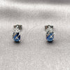 Arete Dormilona 02.452.0024.2 Rodio Laminado, Diseño de Pina, con Zirconia Cubica Zafiro Azul y Blanca, Pulido, Rodinado