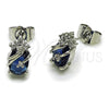 Arete Dormilona 02.452.0024.2 Rodio Laminado, Diseño de Pina, con Zirconia Cubica Zafiro Azul y Blanca, Pulido, Rodinado
