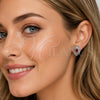 Arete Dormilona 02.452.0025.2 Rodio Laminado, Diseño de Ojo Griego y Cluster, con Zirconia Cubica Granate y Micro Pave Blanca, Pulido, Rodinado