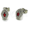 Arete Dormilona 02.452.0025.2 Rodio Laminado, Diseño de Ojo Griego y Cluster, con Zirconia Cubica Granate y Micro Pave Blanca, Pulido, Rodinado