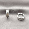 Argolla Huggie 02.452.0027.14 Rodio Laminado, con Micro Pave Blanca, Pulido, Rodinado