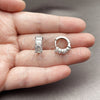 Argolla Huggie 02.452.0028.15 Rodio Laminado, Diseño de Baguette, con Zirconia Cubica Blanca, Pulido, Rodinado