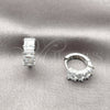 Argolla Huggie 02.452.0028.15 Rodio Laminado, Diseño de Baguette, con Zirconia Cubica Blanca, Pulido, Rodinado