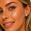 Argolla Huggie 02.452.0029.14 Rodio Laminado, Diseño de Flor, con Zirconia Cubica Blanca, Pulido, Rodinado