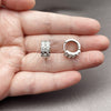 Argolla Huggie 02.452.0030.14 Rodio Laminado, con Zirconia Cubica Blanca, Pulido, Rodinado