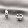 Argolla Huggie 02.452.0030.14 Rodio Laminado, con Zirconia Cubica Blanca, Pulido, Rodinado