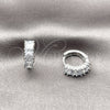 Argolla Huggie 02.452.0031.14 Rodio Laminado, Diseño de Baguette, con Zirconia Cubica Blanca, Pulido, Rodinado