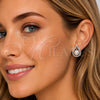 Arete Dormilona 02.452.0033 Rodio Laminado, Diseño de Gota y Cluster, con Perla Marfil y Micro Pave Blanca, Pulido, Rodinado