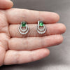 Arete Dormilona 02.452.0036 Rodio Laminado, con Zirconia Cubica Verde y Blanca, Pulido, Rodinado