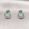 Arete Dormilona 02.452.0036 Rodio Laminado, con Zirconia Cubica Verde y Blanca, Pulido, Rodinado