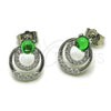Arete Dormilona 02.452.0036 Rodio Laminado, con Zirconia Cubica Verde y Blanca, Pulido, Rodinado