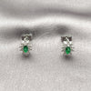 Arete Dormilona 02.452.0037.2 Rodio Laminado, Diseño de Cluster, con Zirconia Cubica Verde y Blanca, Pulido, Rodinado