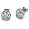 Arete Dormilona 02.452.0038 Rodio Laminado, Diseño de Baguette, con Zirconia Cubica Blanca, Pulido, Rodinado