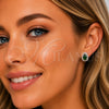 Arete Dormilona 02.452.0039 Rodio Laminado, Diseño de Gota y Cluster, con Zirconia Cubica Verde y Micro Pave Blanca, Pulido, Rodinado