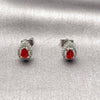 Arete Dormilona 02.452.0039.1 Rodio Laminado, Diseño de Cluster y Gota, con Zirconia Cubica Granate y Micro Pave Blanca, Pulido, Rodinado