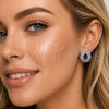 Arete Dormilona 02.452.0040 Rodio Laminado, Diseño de Gota y Cluster, con Zirconia Cubica Zafiro Azul y Blanca, Pulido, Rodinado